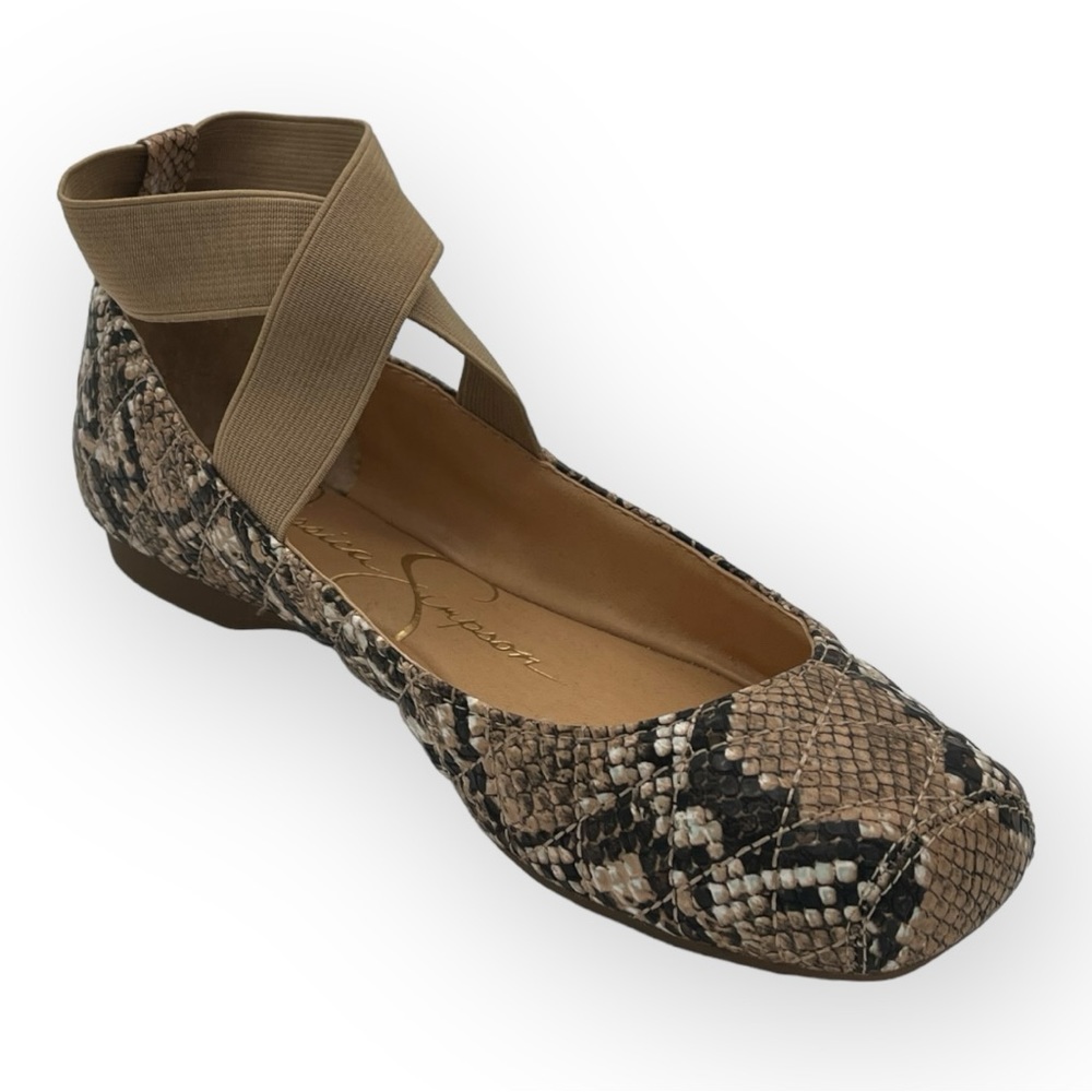 Jessica Simpson Snake Print Flats with Tan Straps